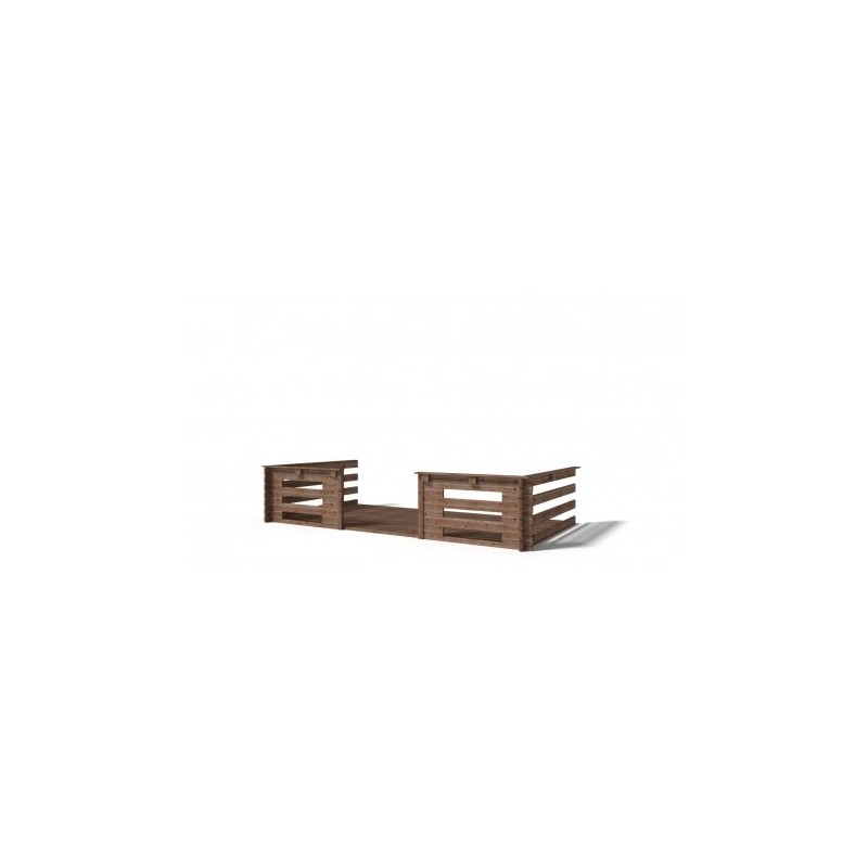Abri de jardin en bois - 4x3 m - 24 m2 + terrasse avec balustrade et avant-toit en bois - traité