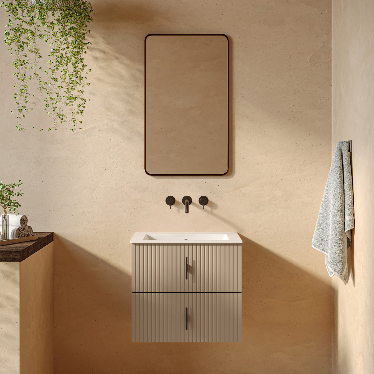 Muebles Raya onderkast ribbelfront 60cm met 2 softclose lades macchiato