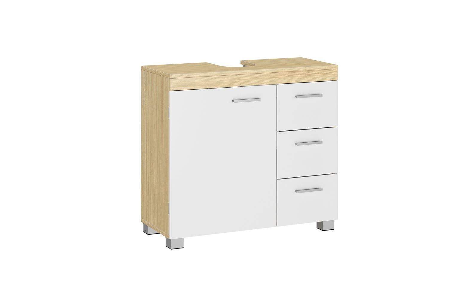 Waschbeckenunterschrank 64 x 70 cm, Braun/WeissBadezimmerregal