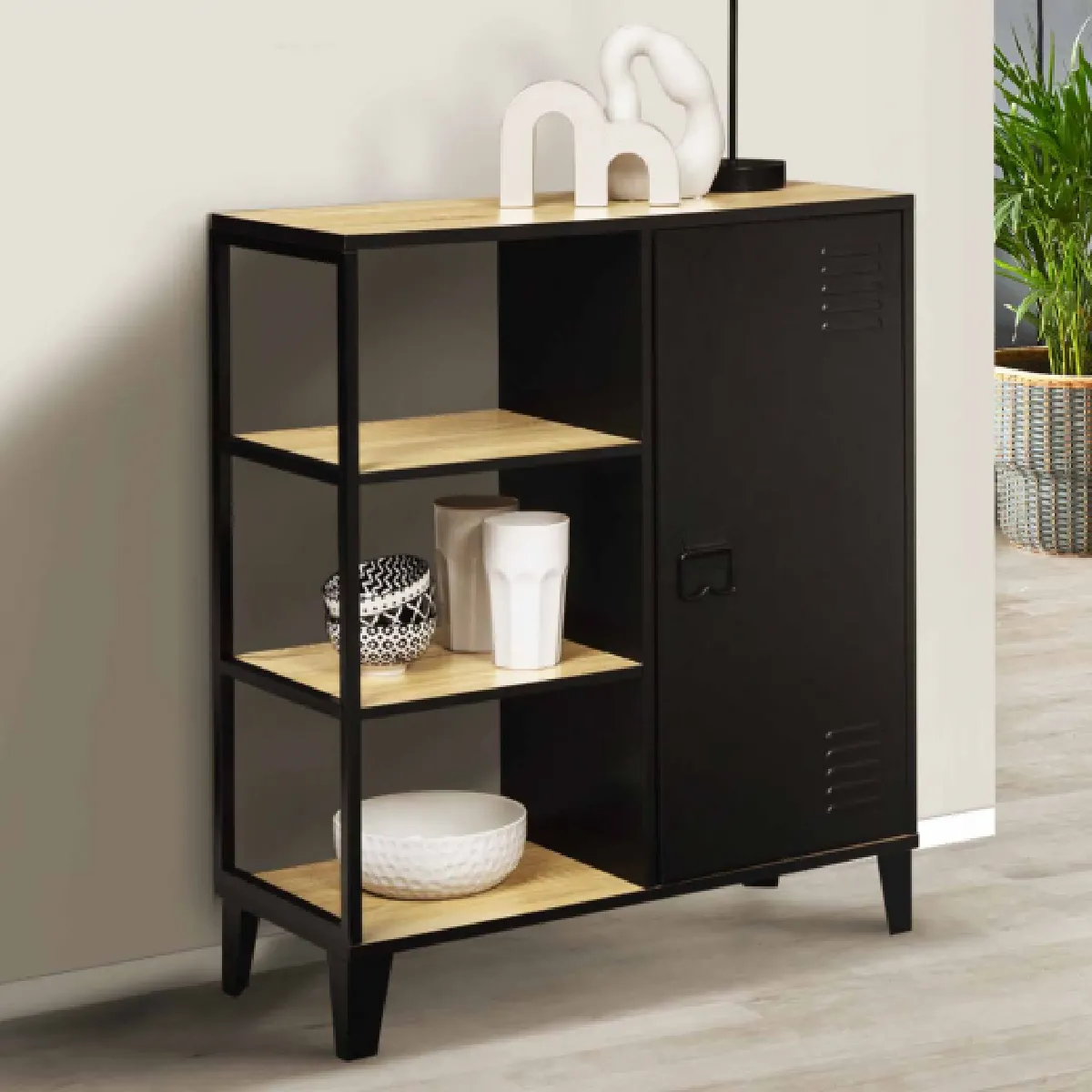 Idmarket market Buffet d'Appoint Ester - Noir/Bois
