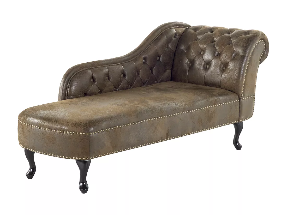 Méridienne Chesterfield marron côté droit NIMES