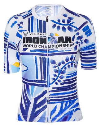 Maillot Manches Courtes Ironman x Santini Championnat du Monde Nice 2024 - Bleu/Blanc Femme