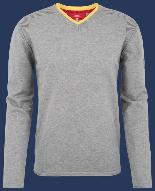 Herren Pullover 022 KoNitJb, Silvergrey/Yellow