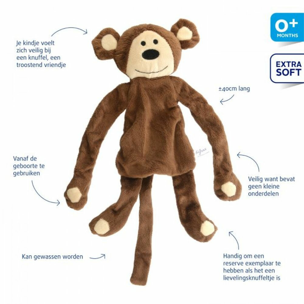Difrax Platte Knuffel Soft Aap Mario