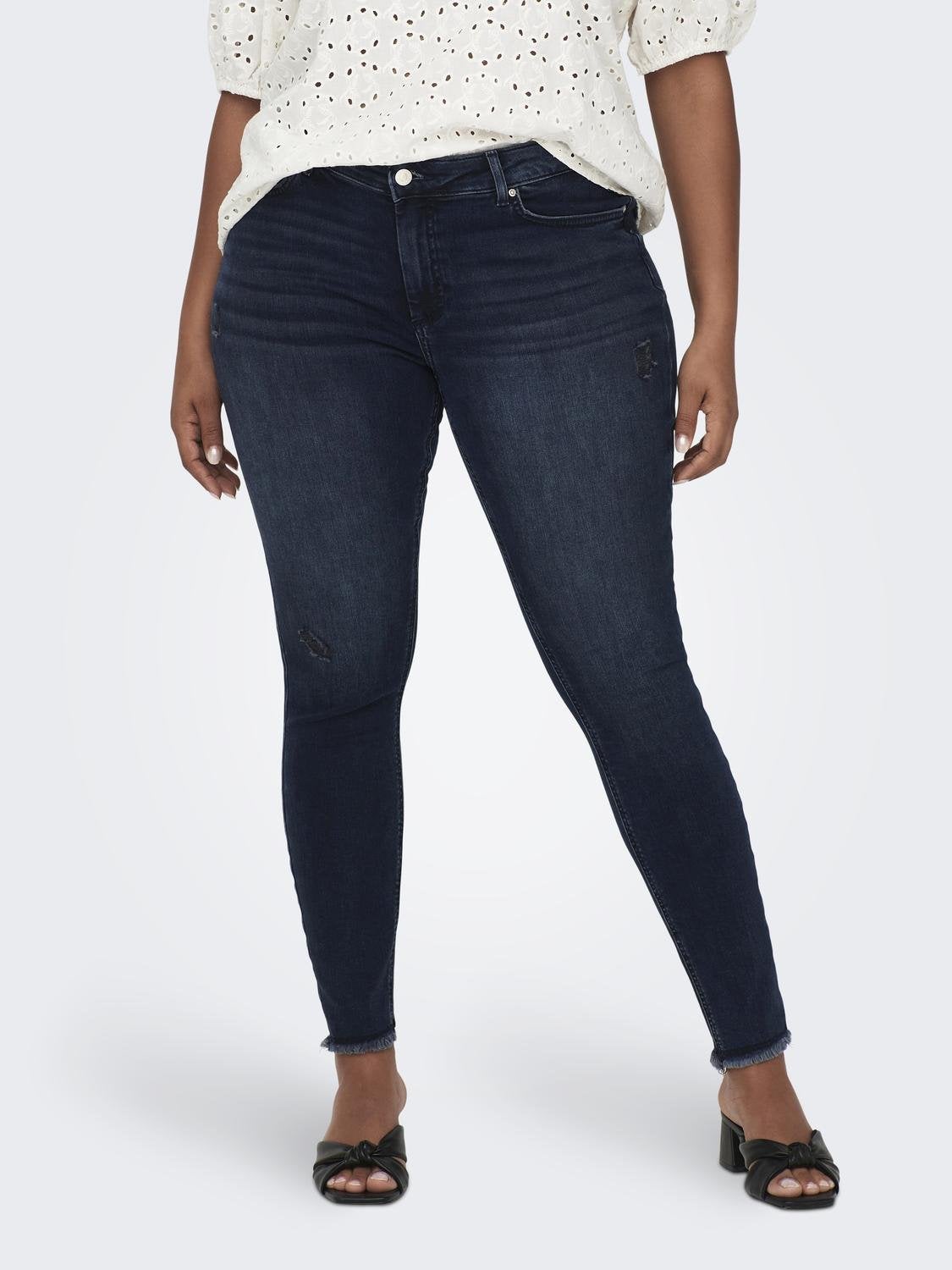 CARWILLY Mittlere Taille Skinny Fit Jeans Blue Black Denim