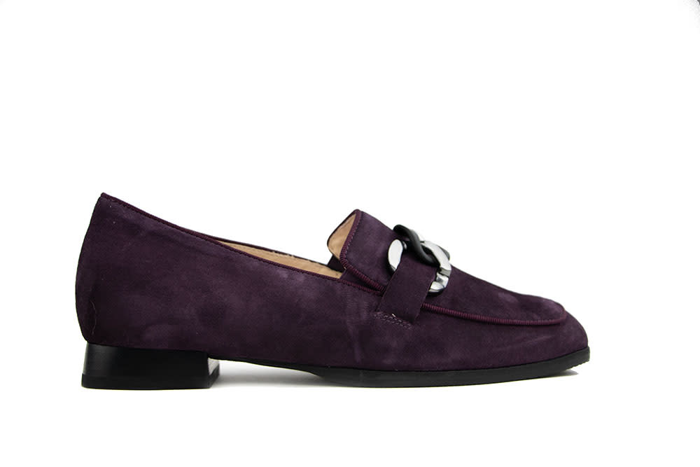 Hassia Loafer Ketting Plum Suede Napoli