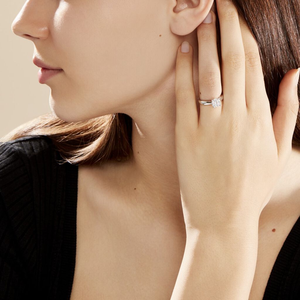Bague Solitaire Charlene Or Blanc Diamant Synthetique