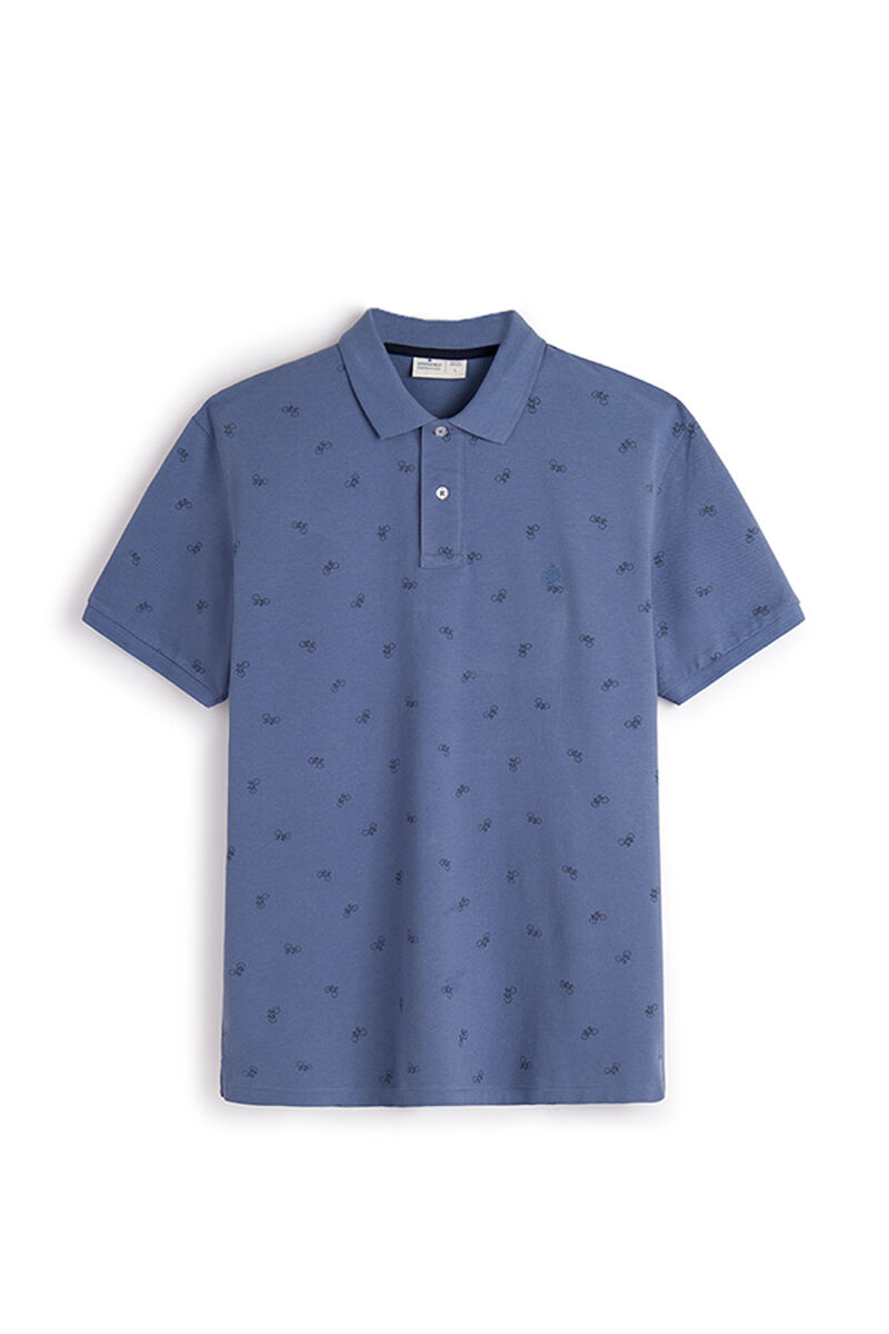 Camisa polo com estampa total - azul médio
