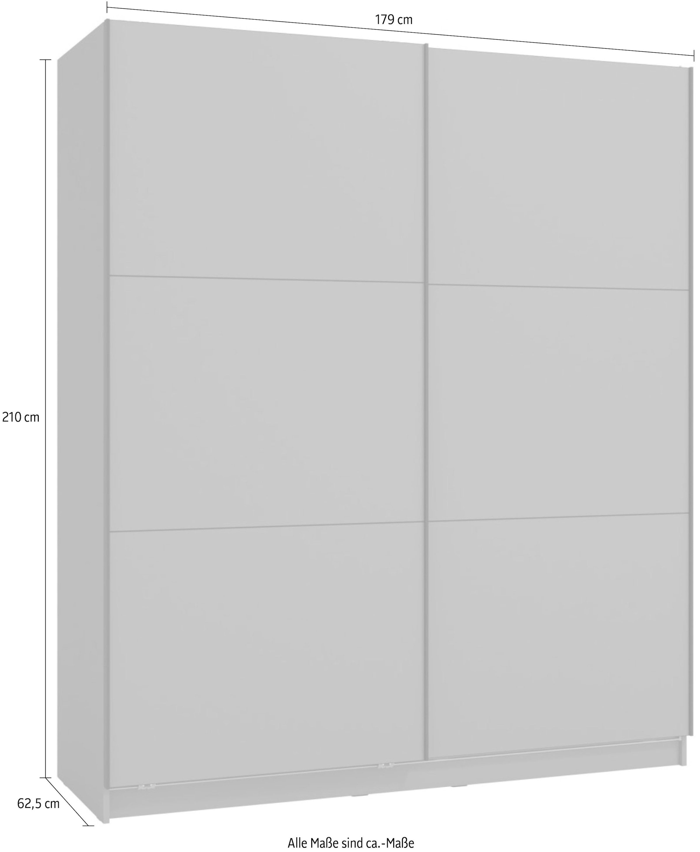 INOSIGN Schwebetürenschrank »Sierra klassischer Kleiderschrank Wäscheschrank 179 oder 217cm breit« mit kompletter Inneneinteilung, FSC®-zertifizierter Holzwerkstoff