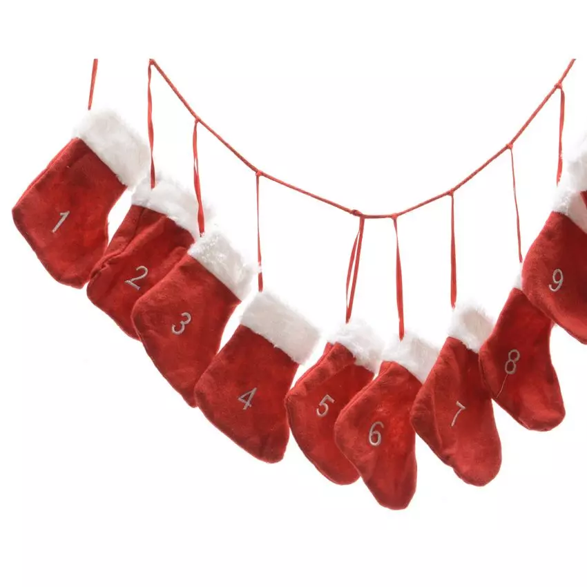 Calendrier de l'Avent à remplir Chaussettes de Noël Rouge