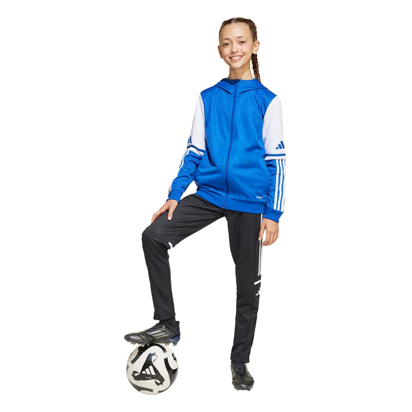 Adidas Squadra 25 Hooded Trainingsjack Kids Blauw Wit