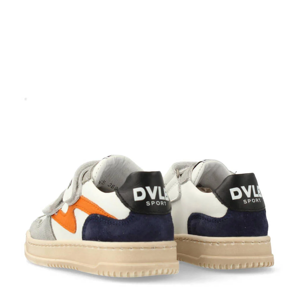 Develab leren sneakers wit/oranje/blauw
