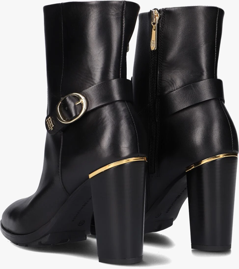 TOMMY HILFIGER zwarte tommy hilfiger enkellaarsjes belt high heel boot