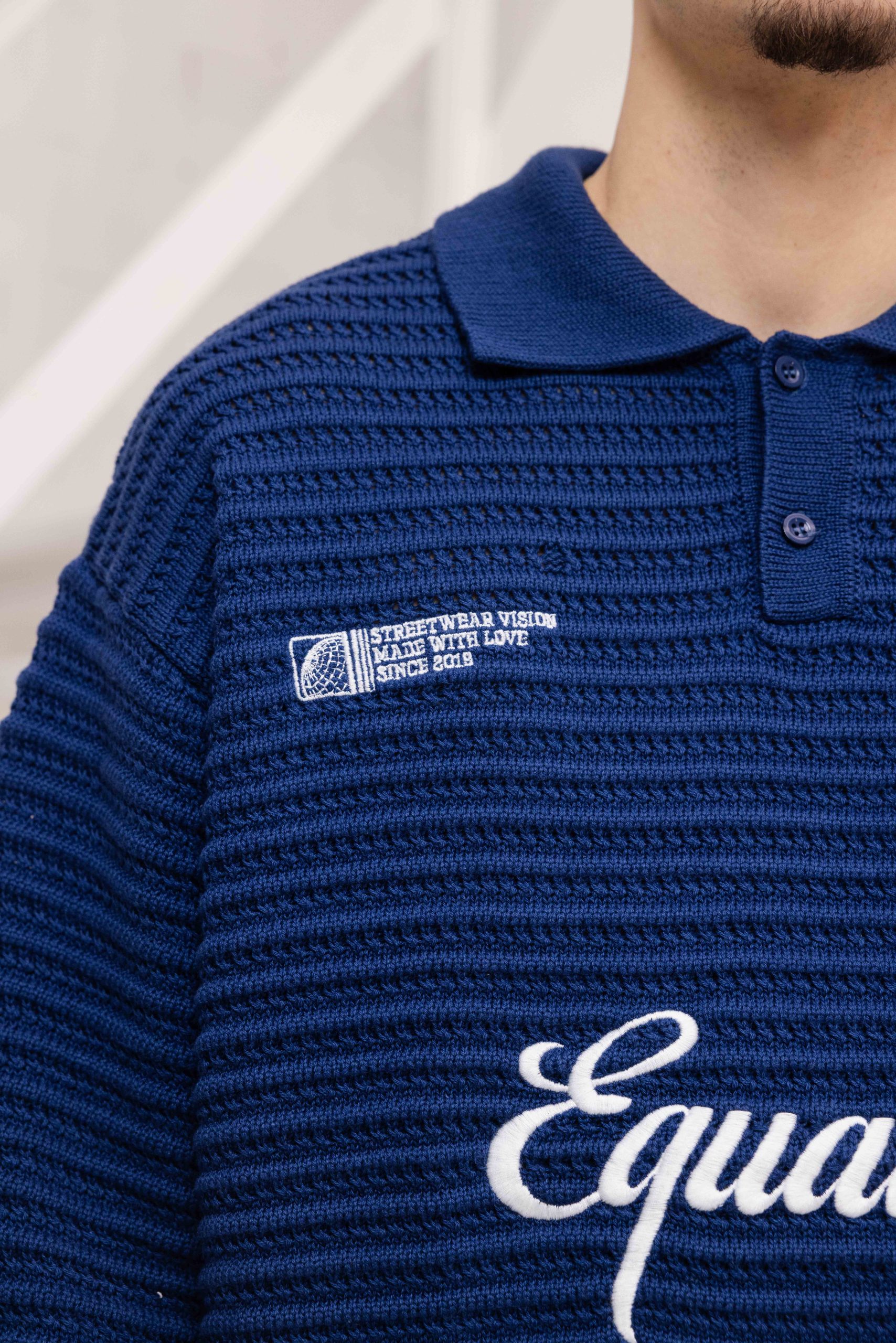 Equalité Heritage Rib Knit Polo Heren Donkerblauw