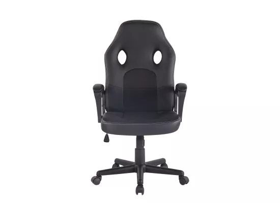 Chaise de bureau - Similicuir & Chrome - Noir / Noir - Elbing