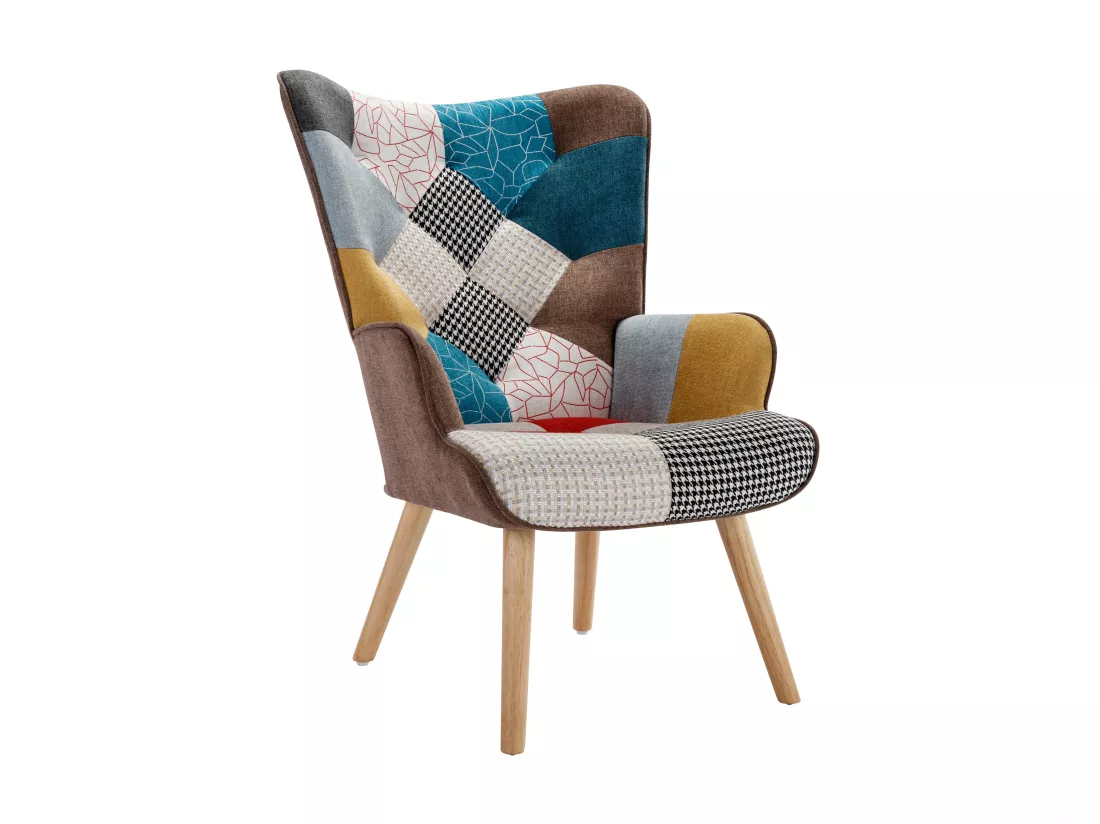 Fauteuil en tissu patchwork VATELY