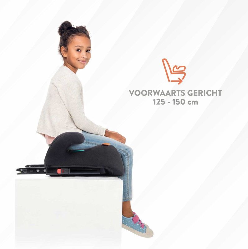 Babyauto Nauna | Stoelverhoger | Zitverhoger | Autozitje | Booster van 7 tot 12 Jaar | 22 tot 36 kg | Zwart