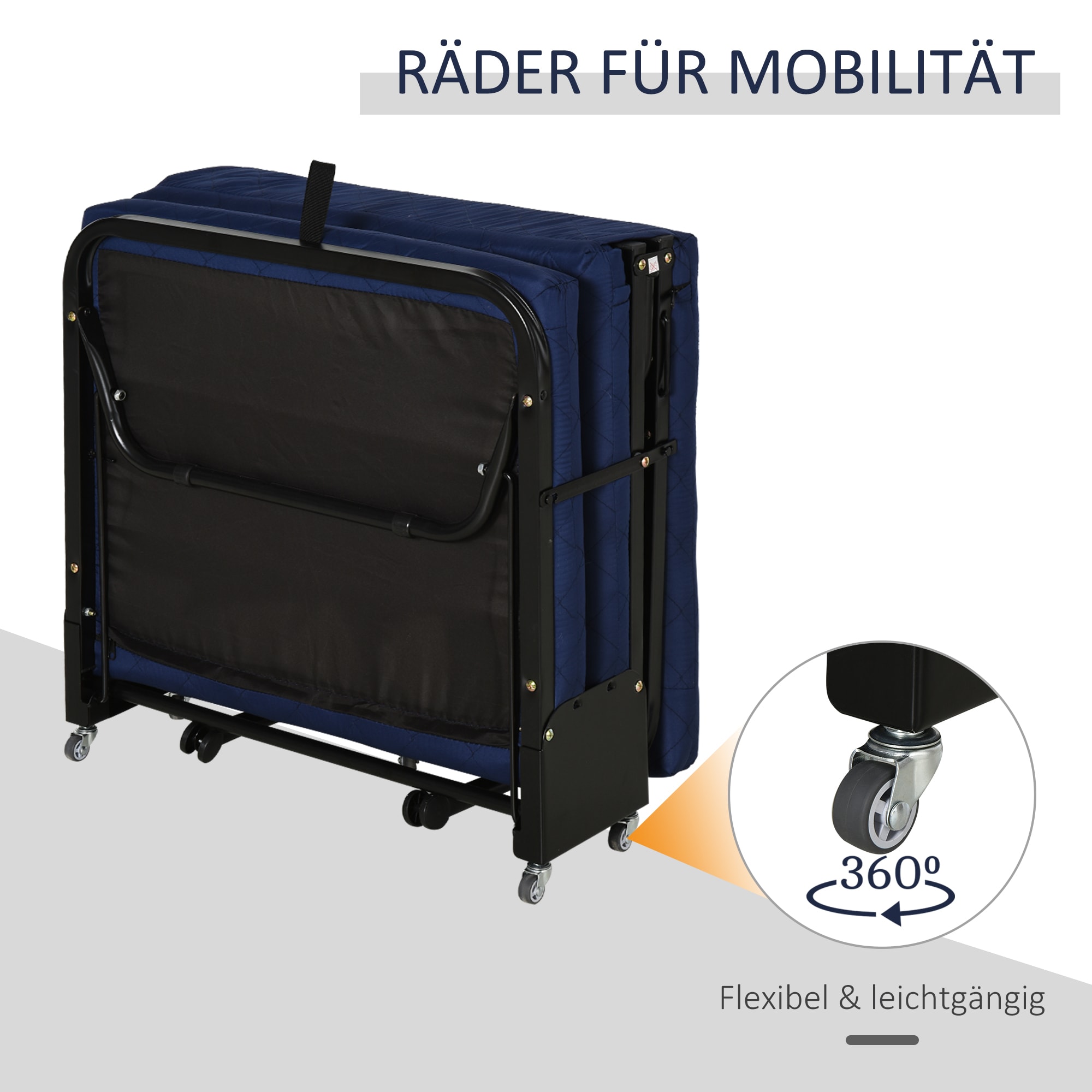 HOMCOM 2-in-1 Schlafsofa mit Rollen 184 x 65 x 26 cm(LxBxH)
