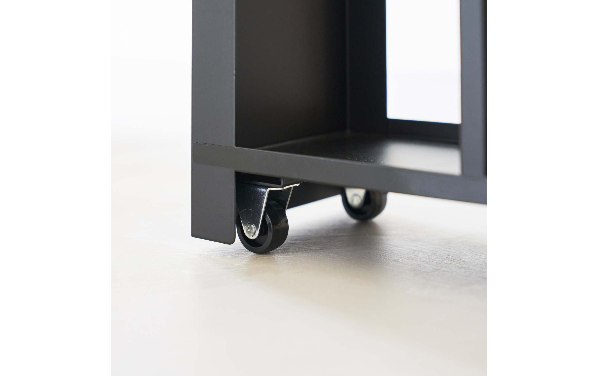Badezimmerregal Tower 56 x 55 cm, Schwarz<br>Auszieh-Regal mit Holzablage