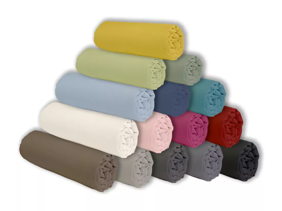 Drap housse en coton 57 fils uni bonnet 25cm tilleul 90x190cm