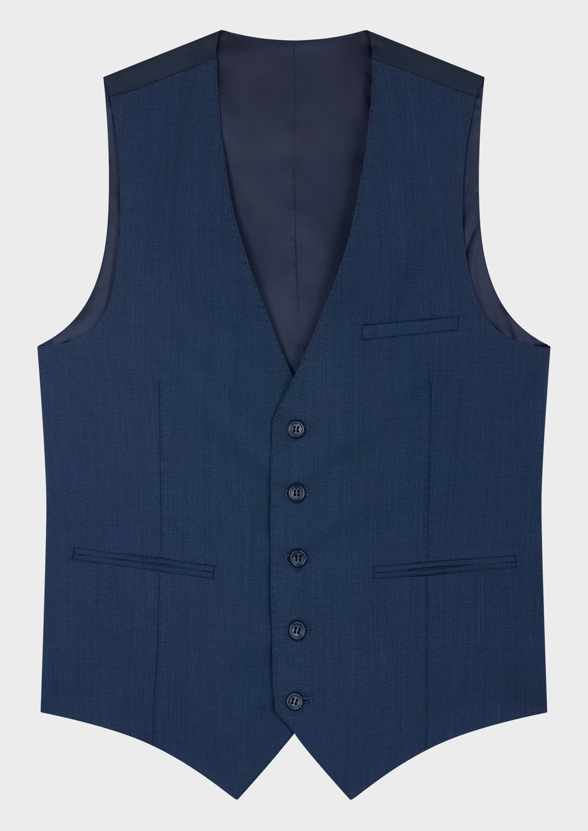 Gilet de costume en laine et soie unies bleu prusse
