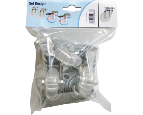 Design zwenkwiel, tot 40 kg, met plaat en totaalrem, 50 x 73 x 20 mm
