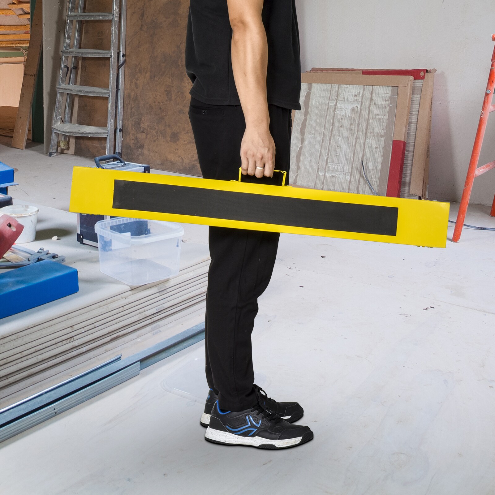 HOMCOM Arbeitsbock 2-er Set klappbar Gelb+Schwarz 100 x 49 x 62-89,5 cm (LxBxH)