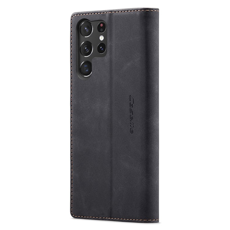Samsung Galaxy S24 Ultra Leder Tasche Flip Wallet Etui mit Kartenfächern - Schwarz