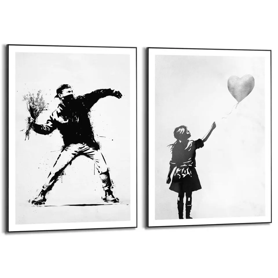 Set poster met lijst - Street Art Banksy