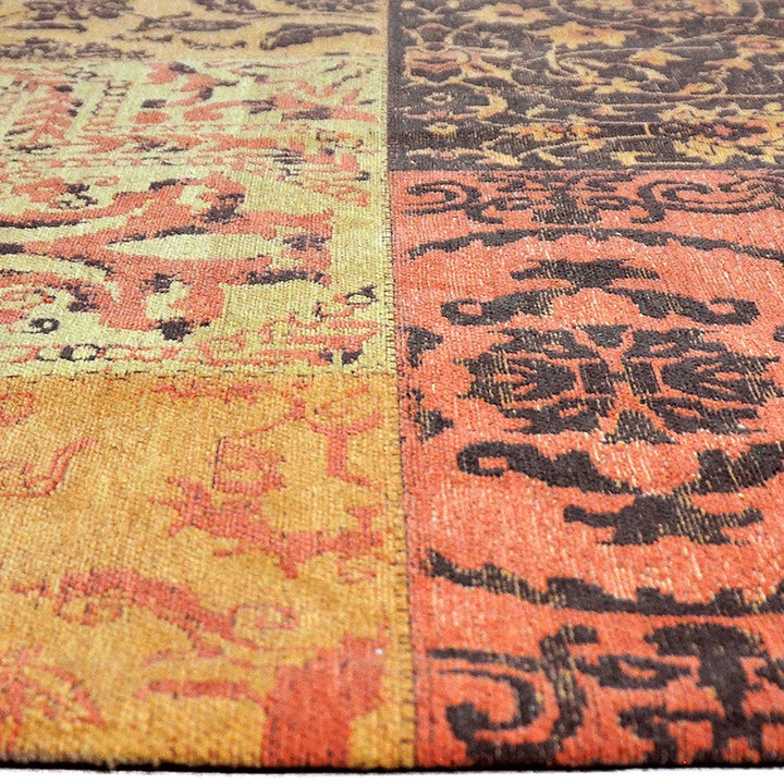 Patchwork vloerkleed - Delany Okergeel | Kunstzinnig
