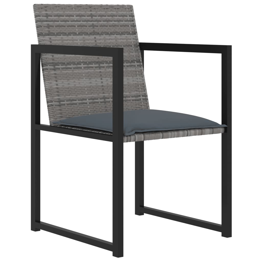 Mobilier à dîner de jardin 5 pièces et coussins résine tressée gris