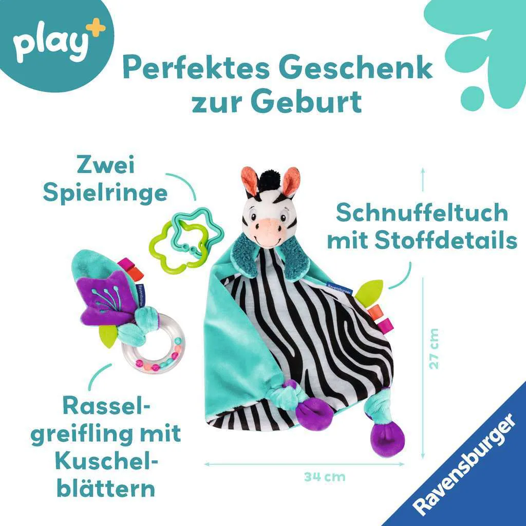 Ravensburger Spiel Play+ Fühlen, rasseln, spielen (Geschenk-Set: Zebra)