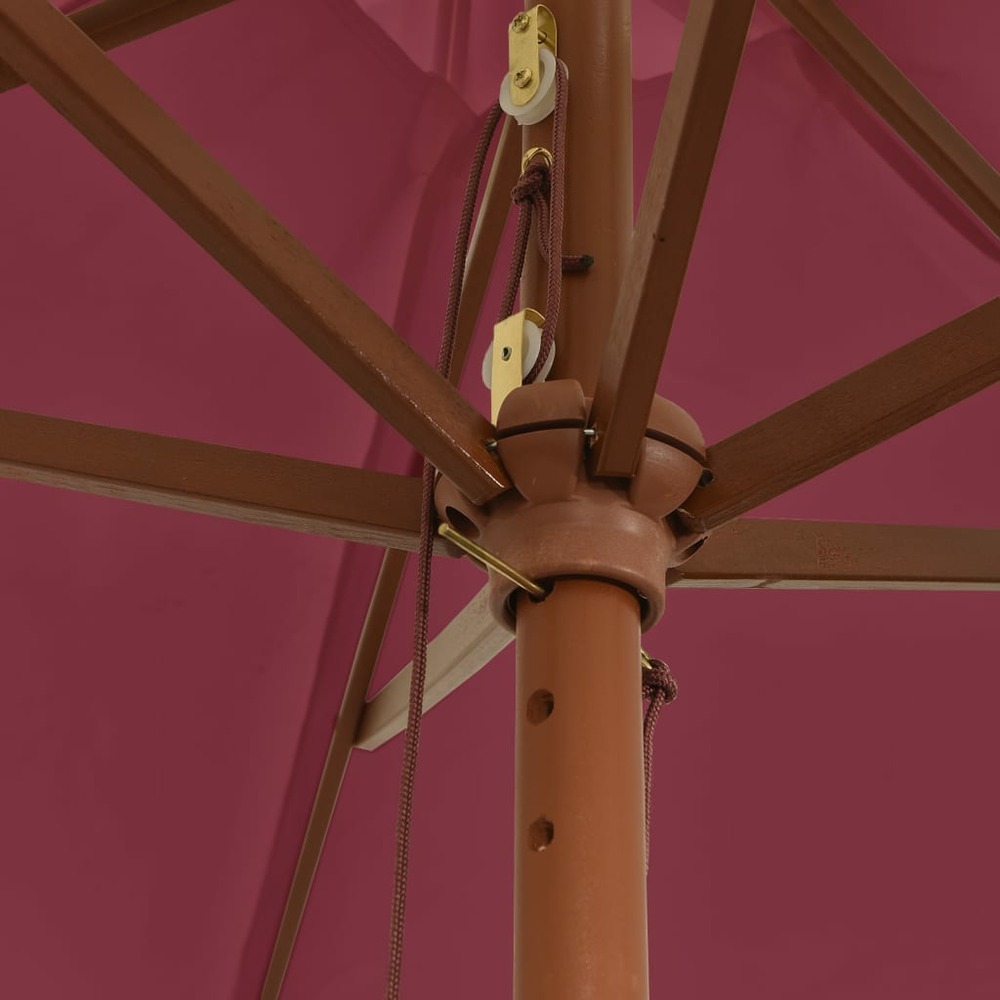 Parasol de jardin avec mât en bois rouge 299 x 240 cm bordeaux
