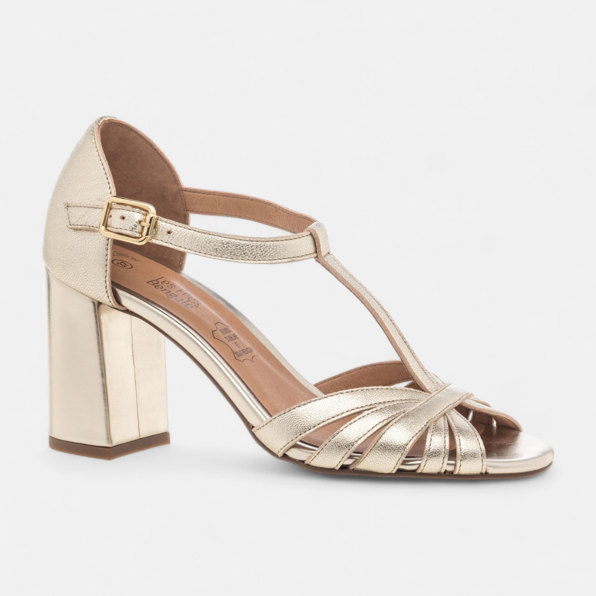 Nu-pieds à talon Femme en cuir or