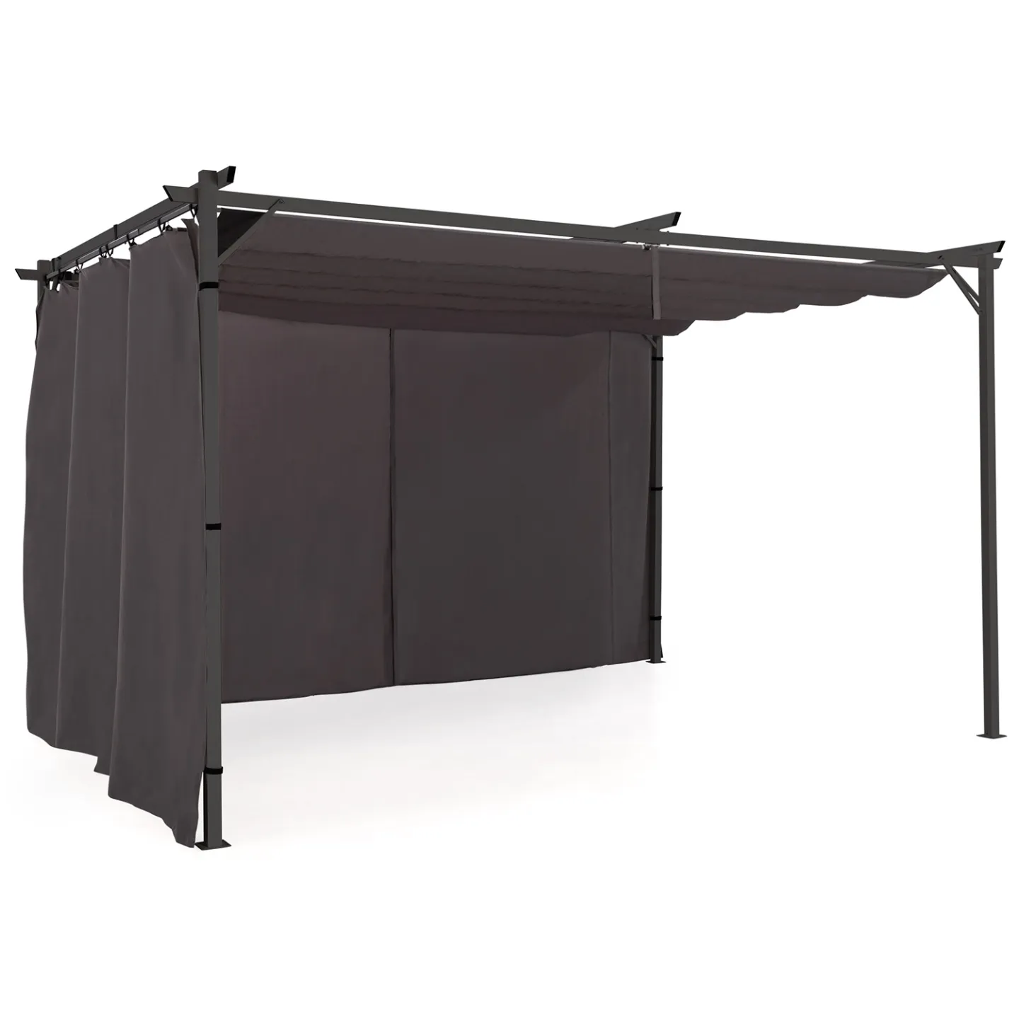 Lot de 2 rideaux pour pergola 3 et 4 M gris panneaux muraux avec fermeture éclair