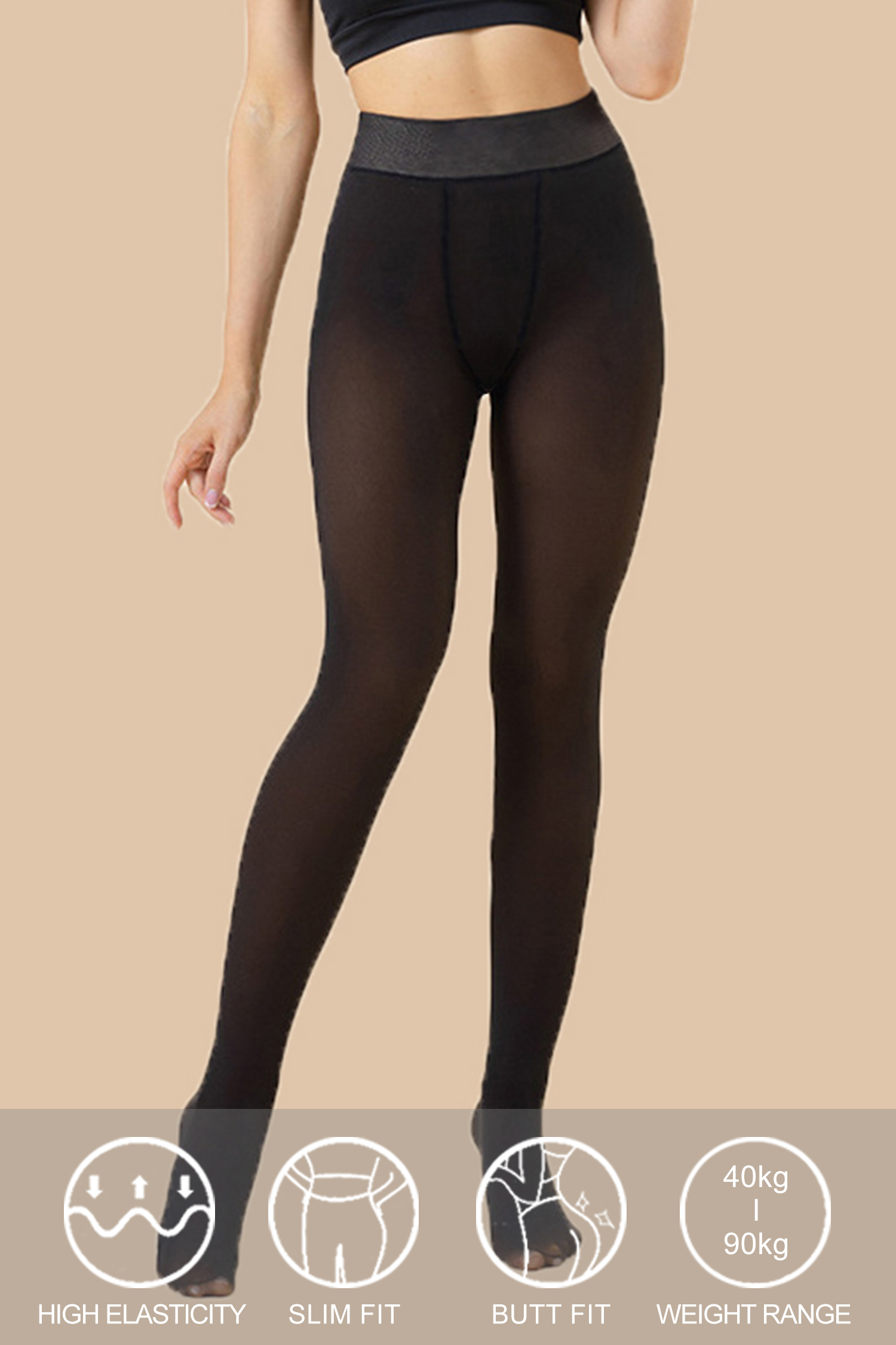 Collant transparent noir basique