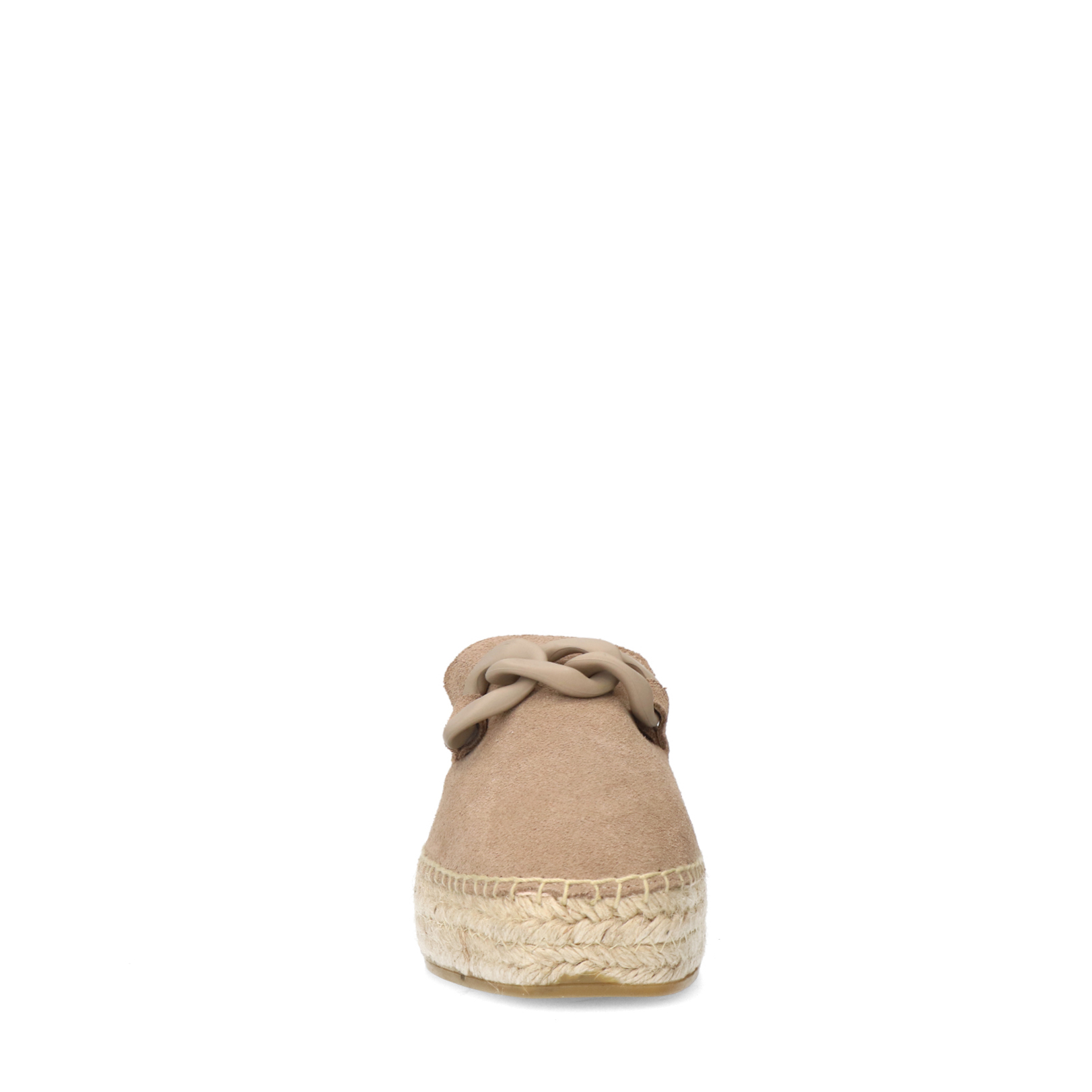 Taupe suède espadrilles met chain