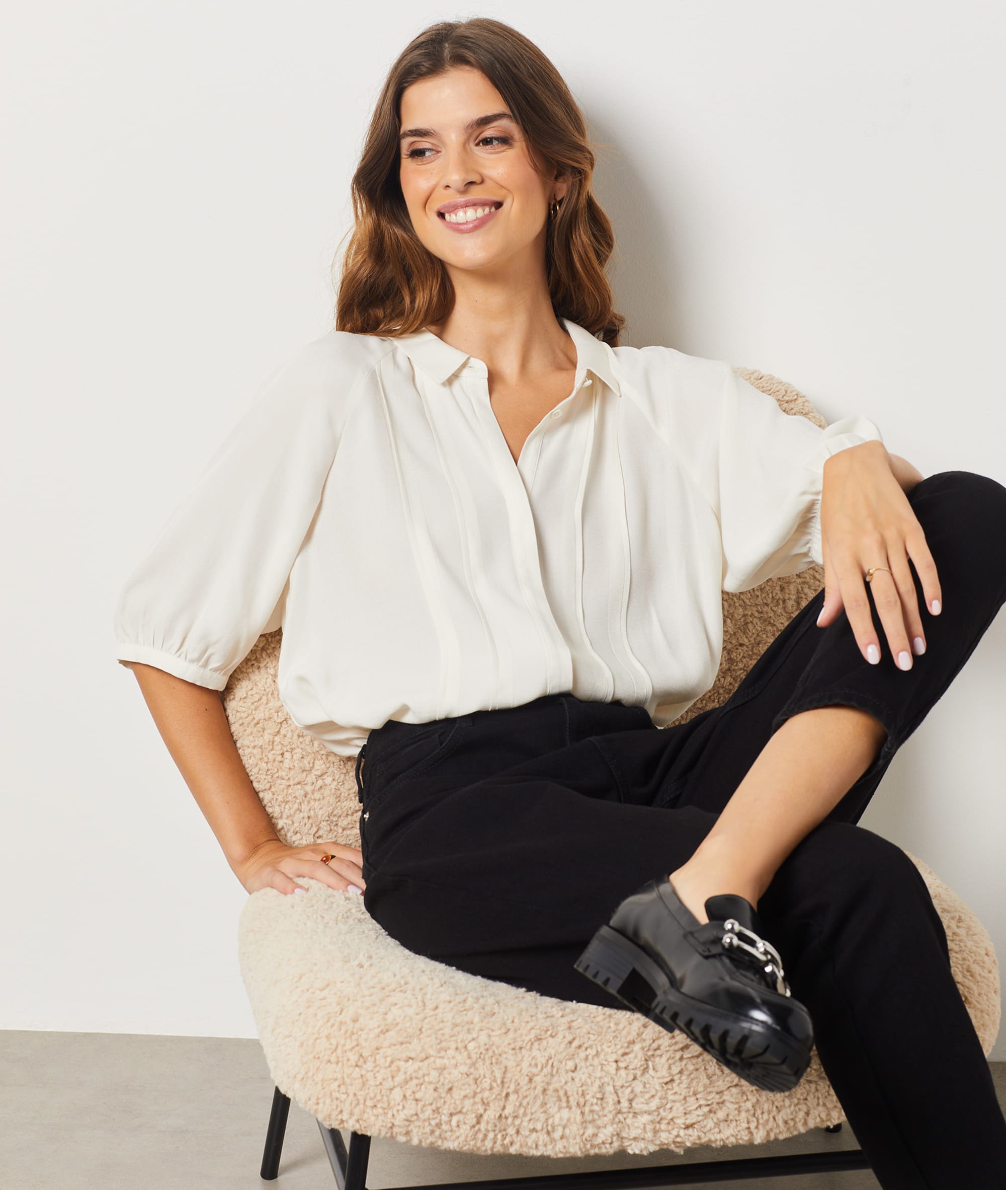 Jean mom taille haute, 100% coton