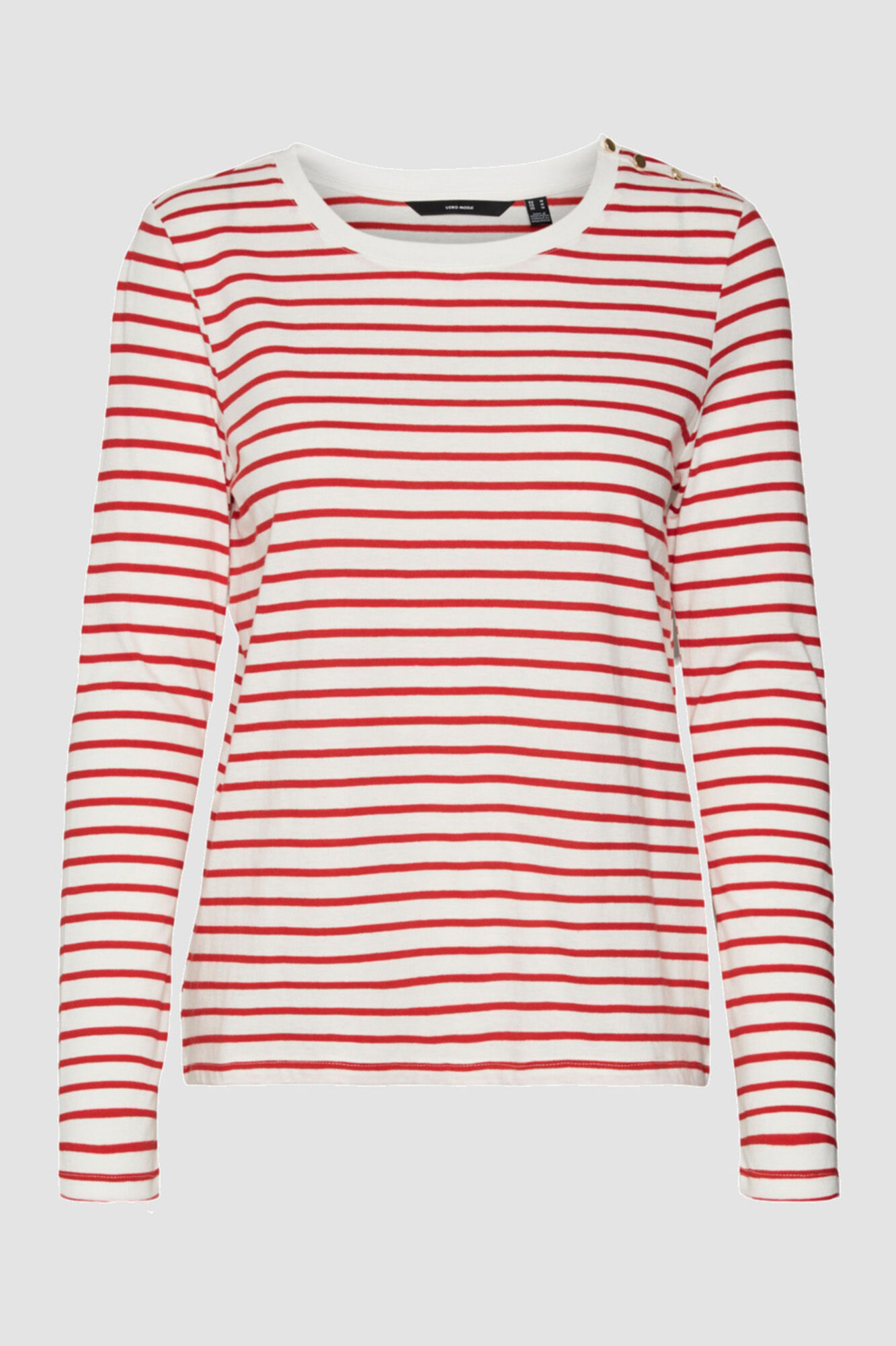 Camiseta listrada de manga comprida - Estampa vermelha
