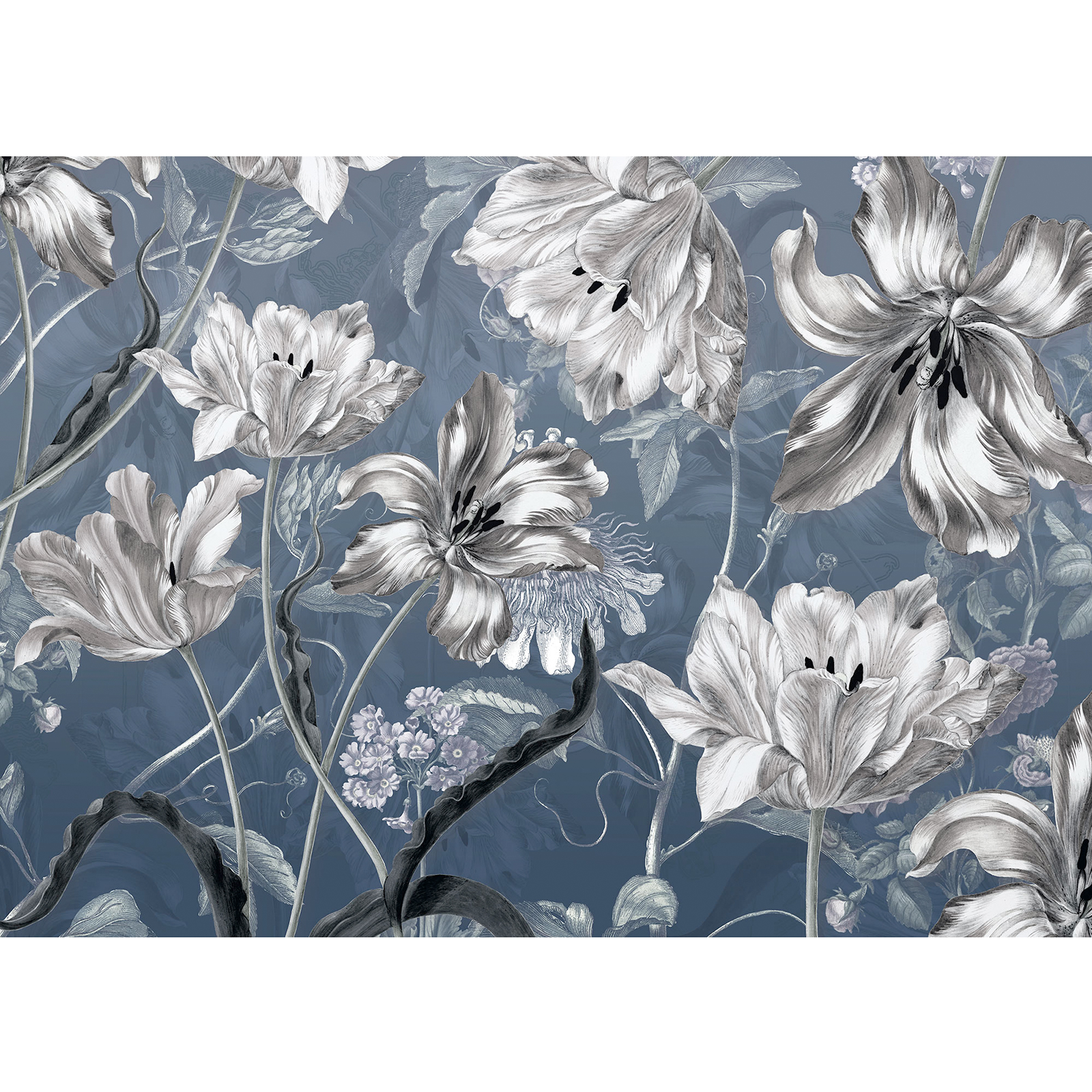 Vlies-Fototapete MERIAN BLUE - blau-weiß - 350x250 cm