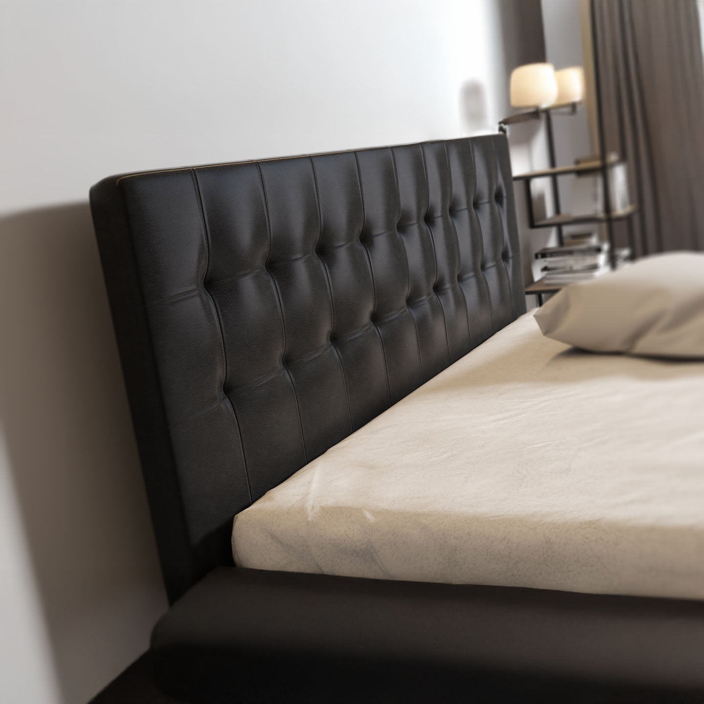 Milo - Tweepersoonsbed met lades - Zwart - 140x200 cm