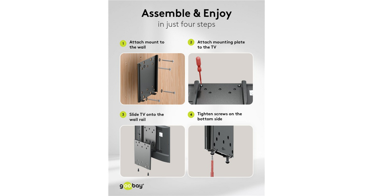 goobayTV Wall Mount Caravan FIXED (M), 23 to 42 inch wandmontage   (Zwart)