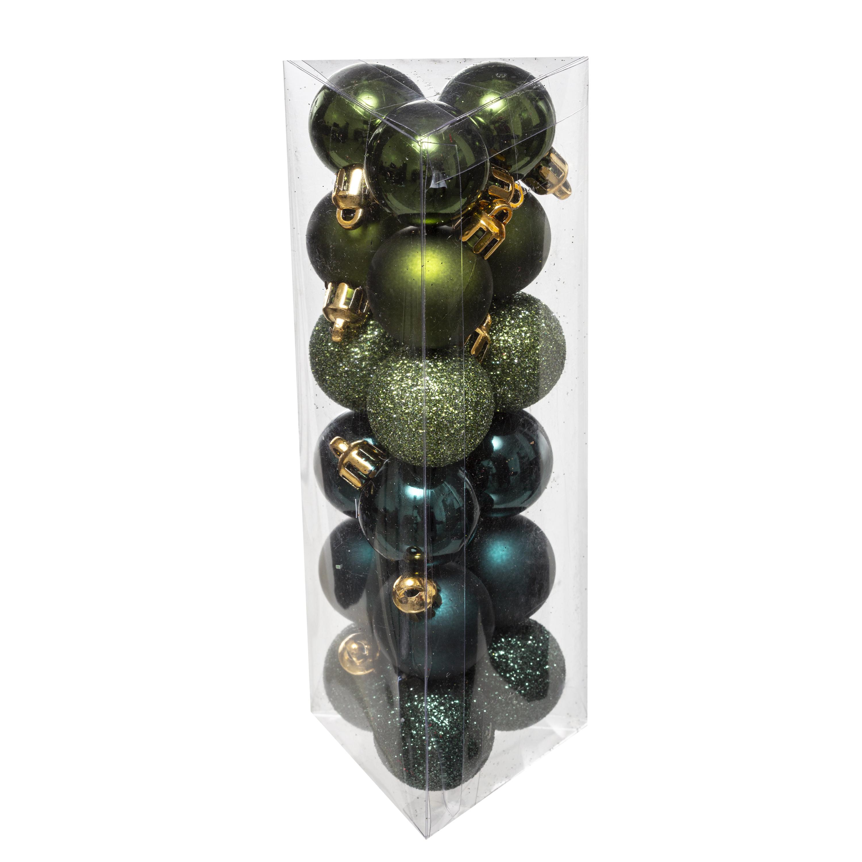 BOULE DE NOEL 30MM X18 PIECES OLIVE