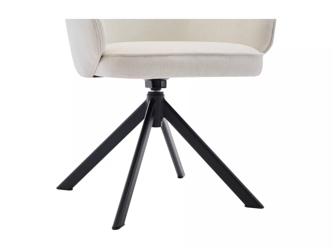 Lot de 2 chaises pivotantes avec accoudoirs en tissu texturé et métal noir - Crème - VEXONI de Pascal Morabito