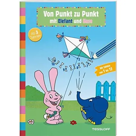 Tessloff Von Punkt zu Punkt Malbuch mit Elefant und Hase