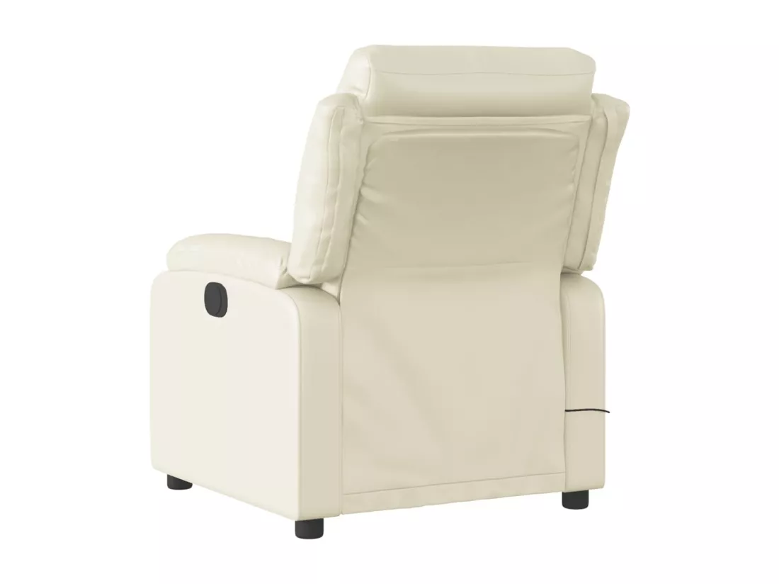 Fauteuil massant inclinable électrique crème similicuir