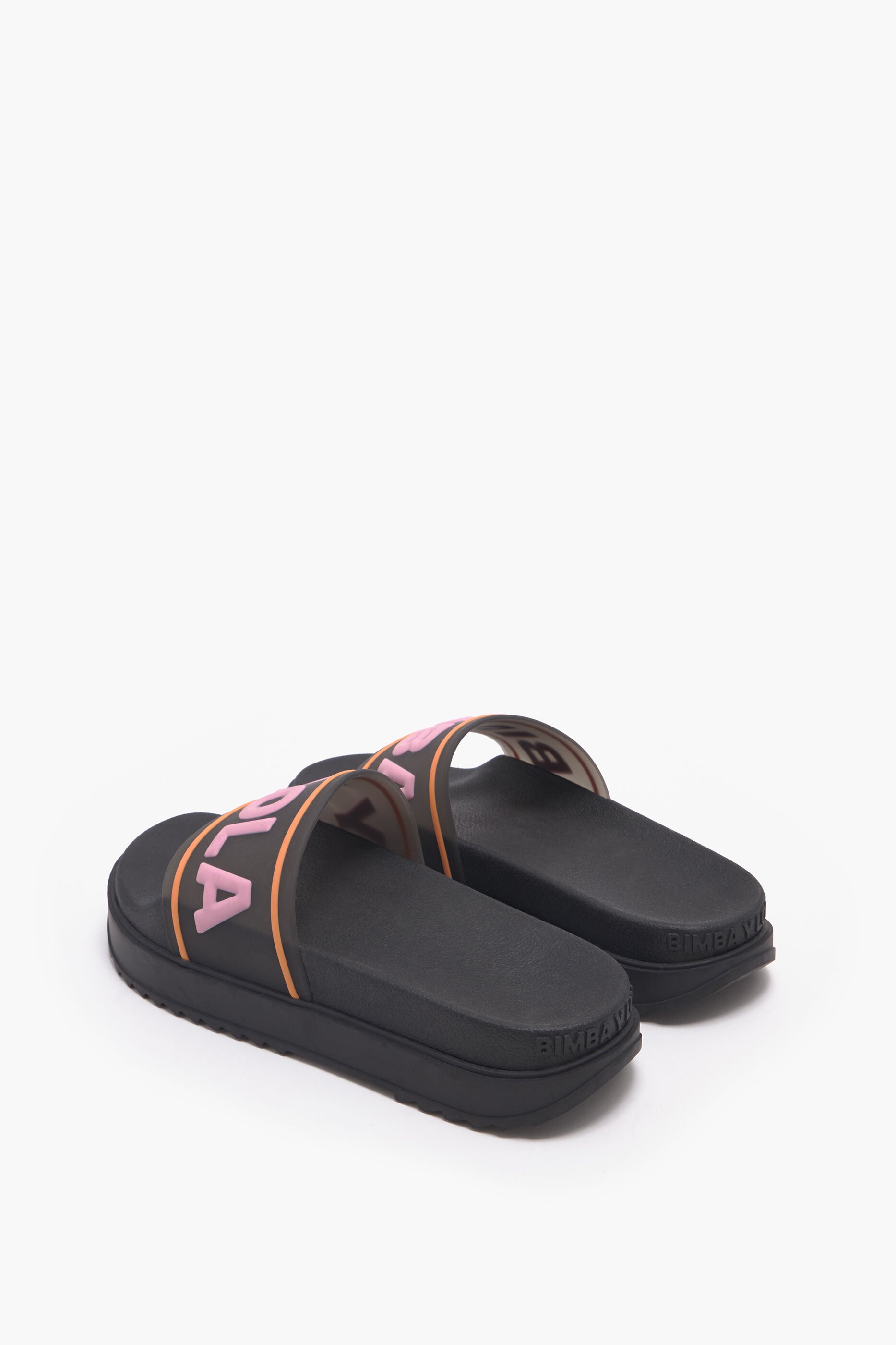 Chinelo plataforma com logo preto