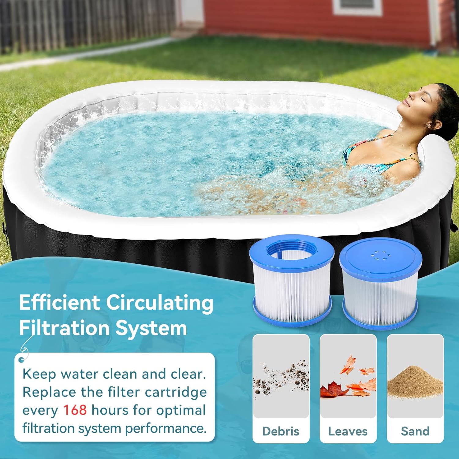 Hot Tub Aufblasbar für 2 Personen, 2400W In/Outdoor SPA Pool Winterfest Mit 100 LuftdüSen, Frostschutz, 550 Liter, Auslaufsichere, Energiesparend, Auto Aufblasen, Bubble Spa & Wellness Massage