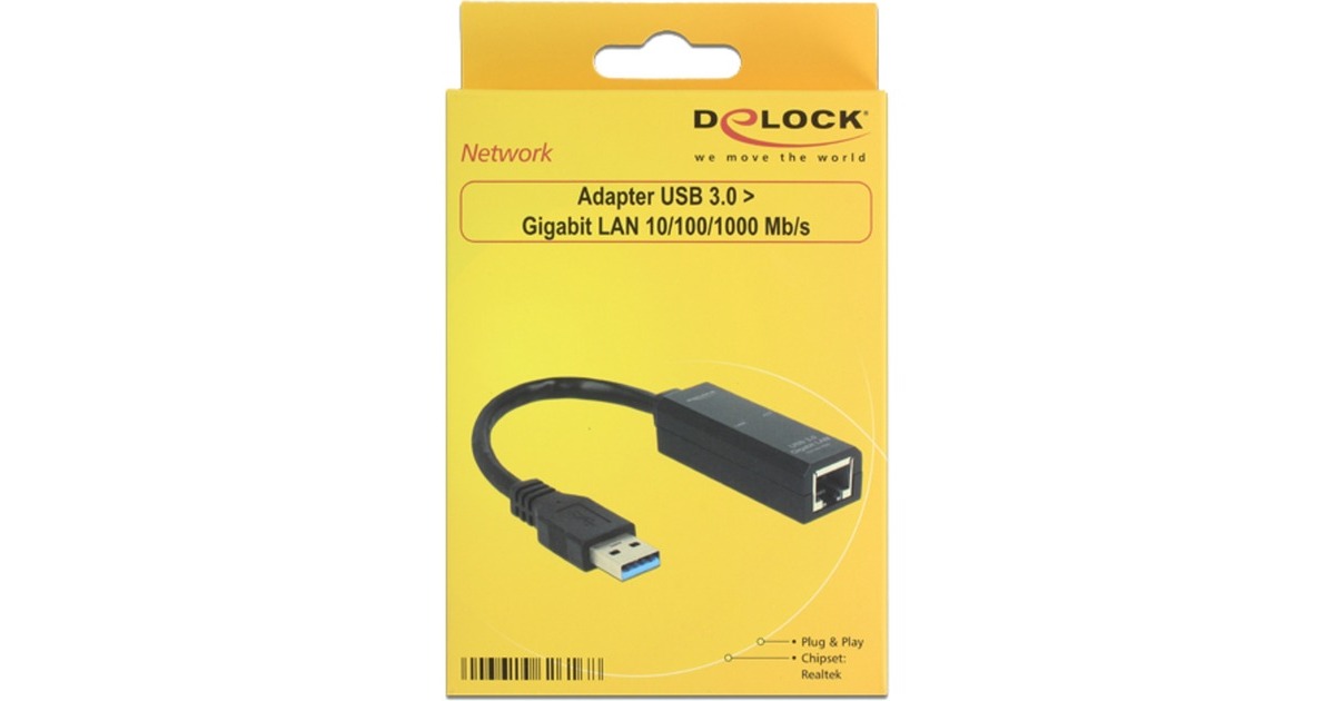 DeLOCKAdapter USB 3.0 > Gigabit LAN  (Zwart, 62616)