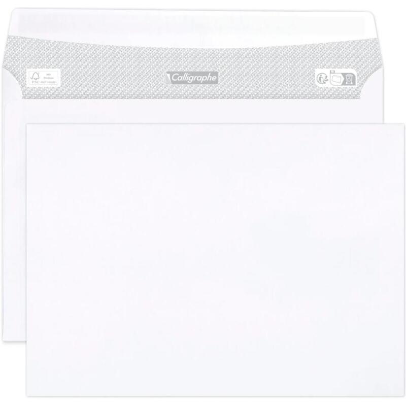 Enveloppe blanche sans fenêtre auto-adhésive avec bande protectrice 80 g/m² - Boîte de 500